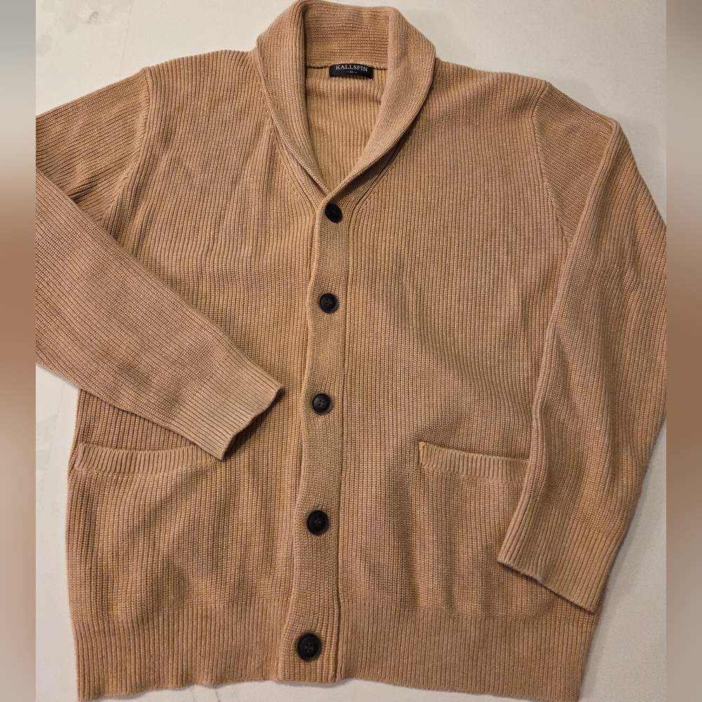 Wool Blend Knit Cowichan Style Cardigan Sweater